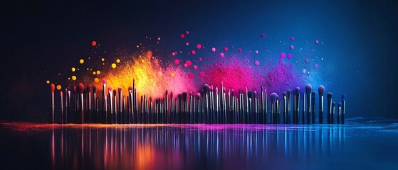 Poster - A vibrant explosion of color, with paint splashes and dynamic waves creating an eye-catching visual effect. Perfect for modern art themes.