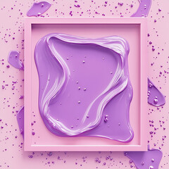 Aufkleber - Square frame with violet slime on top on a pastel pink background retro futuristic conceptual background 