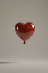 Poster - Front-angle view of a red heart balloon, floating against a plain background, creating a minimalistic Valentine s theme, 4K resolution