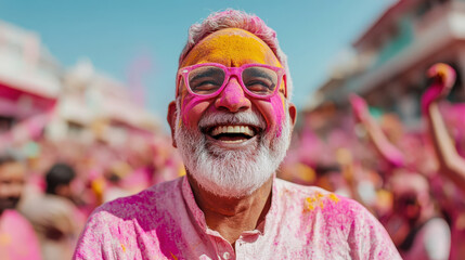 Vibrant Portrait of a Middle-Aged Indian Man