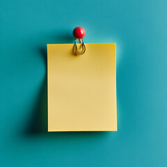 Poster - Blank yellow sticky note with thumbtack