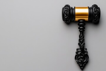 Poster - 2D illustration of a gavel with simple lines on a white background, capturing the essence of justice and authority, symbolizing clarity and simplicity