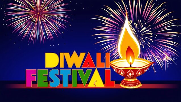 Happy Diwali decorated background on the night
