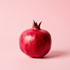 Aufkleber - Red pomegranate fruit on pastel pink background minimal flat la