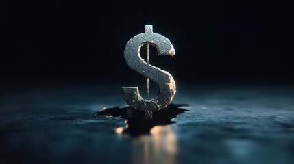 Poster - Shiny dollar symbol illuminated in dark environment emphasizing wealth and financial power