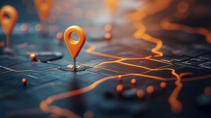 Poster - Exploring the connection visualizing routes and locations with map markers in a digital landscape