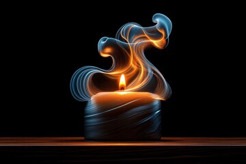 Aufkleber - Digital 3D illustration of smoke rising from a candle, with intricate, swirling trails and soft ambient light, capturing the gentle movement and tranquility of smoke, symbolizing clarity and