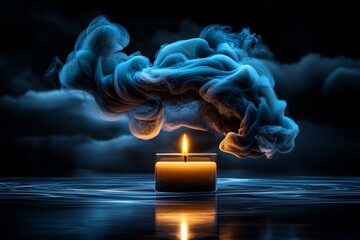 Aufkleber - Digital 3D illustration of smoke rising from a candle, with intricate, swirling trails and soft ambient light, capturing the gentle movement and tranquility of smoke, symbolizing clarity and