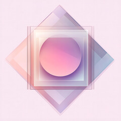 Poster - Abstract geometric shapes square frosted glass texture overlay on pink gradient circle isolated on white in modern style for background banner name card credit card 