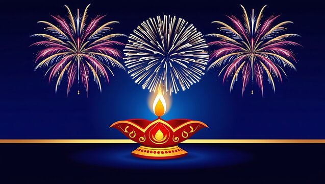 Happy Diwali decorated background on the night