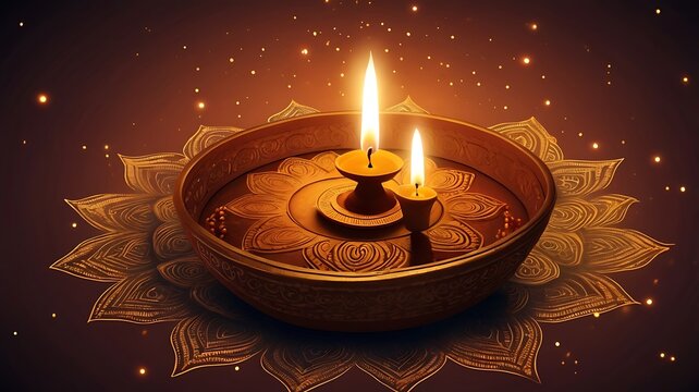 Happy Diwali decorated background on the night