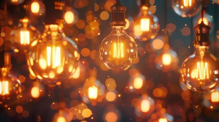 Fototapete - A dynamic and vibrant design showcasing a multitude of bright light bulbs in a visually appealing arrangement.
