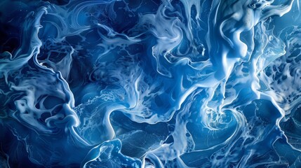 Poster - Blue water swirling with dynamic wave formations Close-up photo with clean background