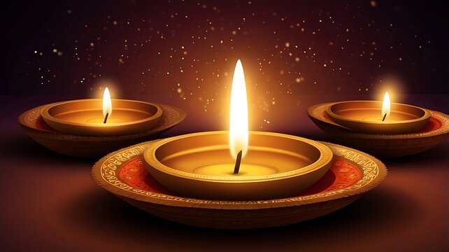 Happy Diwali decorated background on the night