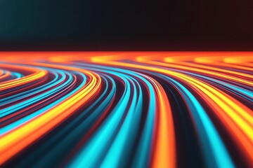 Aufkleber - Colorful glowing lines in motion against a dark background.