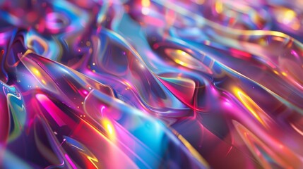 Fototapete - Dynamic holographic shapes with a shimmering effect, creating a sense of movement and depth. Close-up photo with clean background