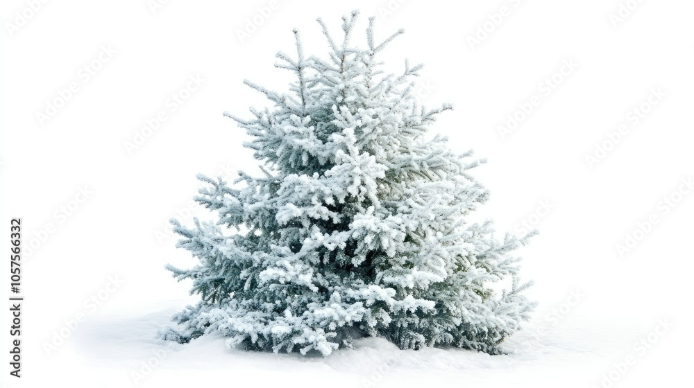 Frozen Christmas tree with icy branches and a frosty texture, isolated ...