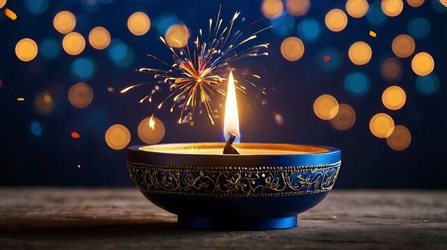Happy Diwali decorated background on the night