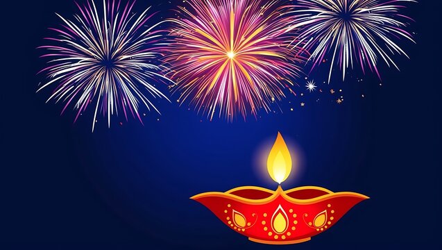 Happy Diwali decorated background on the night