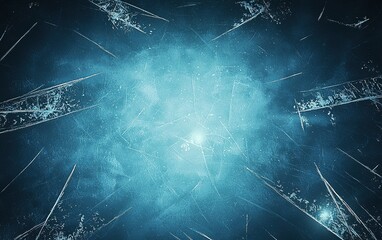 Poster - a close-up of textured ice surface illuminated softly, highlighting cracks and icy patterns in a coo