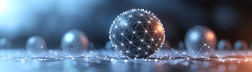 Fototapete - Abstract 3D Sphere Network Connection Technology Concept