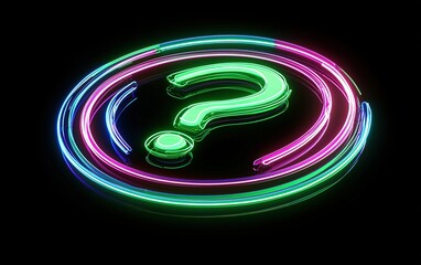 Poster - neon question mark illuminated against a dark background, showcasing vibrant colors and creative des