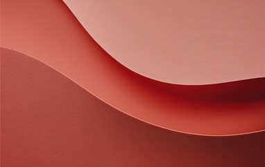 Poster - Abstract composition of curved textures in warm coral tones showcasing a blend of soft shapes and layers
