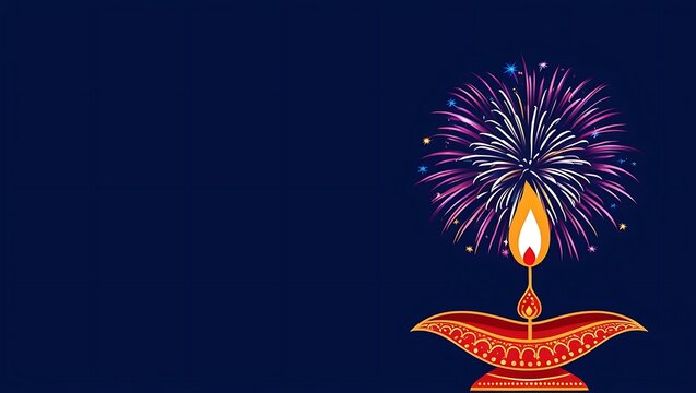 Happy Diwali decorated background on the night