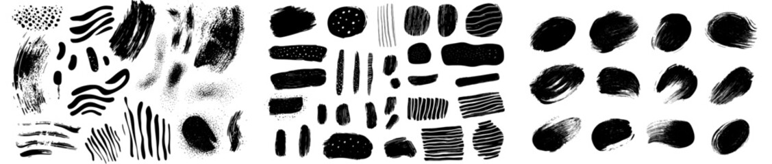 Poster - traditionally black paint brush marks, highlighter lines, or horizontal blobs of felt-tip pen marker