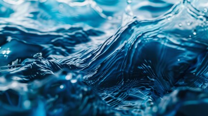 Poster - Swirling blue water waves in motion Close-up photo with clean background