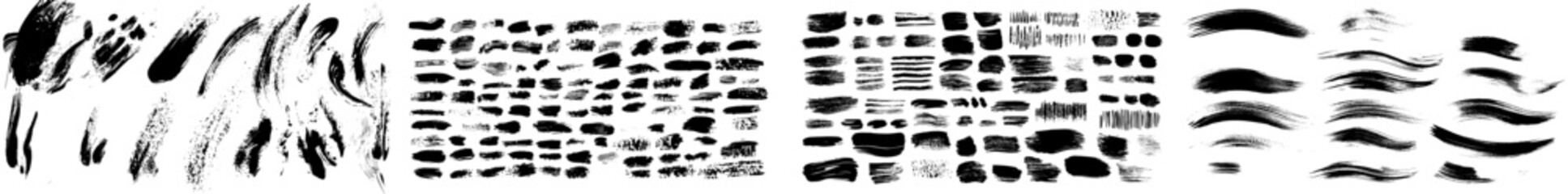 Poster - modern illustration of a set of different ink paint brush strokes isolated on white.