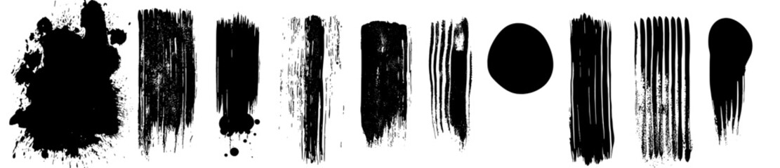 Poster - the set includes paint brush strokes, ink splatters, rough smears and stains. the traced elements ha
