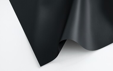 Poster - Soft black fabric draped gracefully on a light background, creating a sleek and modern aesthetic for design projects
