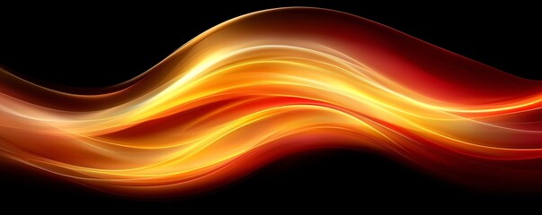 Poster - Abstract Red Gold Flowing Waves Design Background