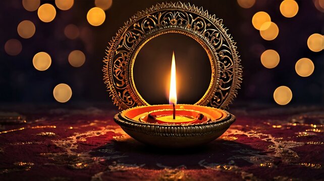 Happy Diwali decorated background on the night