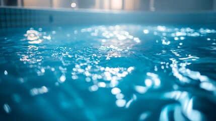 Leinwandbilder - Sparkling blue water with dynamic ripples in a swimming pool, creating a lively and energetic visual effect.
