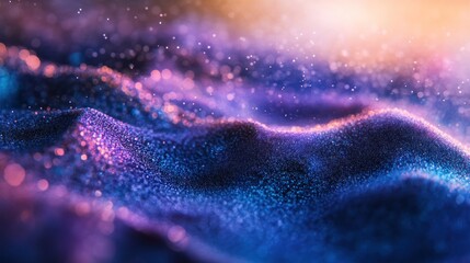 Poster - A mesmerizing abstract portrayal of quantum finance, where clusters of luminous dots and graphs dance across