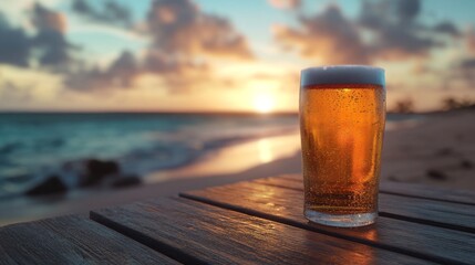 Wall Mural - Sunset Beach Beer Relaxation