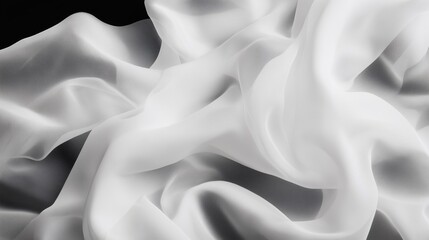 Poster - delicate white fabric draped on a dark surface showcasing textures and softness in elegant detail