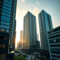 Business district with high rise Condominium  