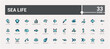 © Rubbble - Sea Life colorful line icon collections. Contains such icons as fishing, swim, crab, jelly fish, finger coral and more. Minimalist thin linear icon. Editable vector icon and illustration.
