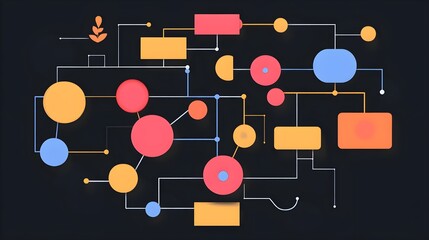 Poster - Abstract Geometric Network Diagram With Colorful Shapes