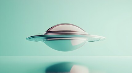 Poster - Abstract 3D Sphere with Rings in Pastel Green Background