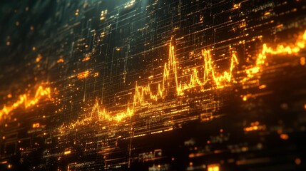 Poster - abstract data visualization with golden lines