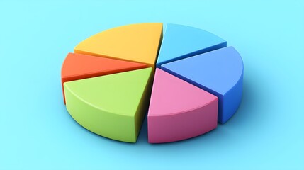Poster - Colorful 3D Pie Chart on Blue Background