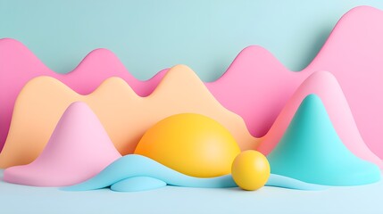 Poster - Abstract Pastel Shapes Background   3D Render