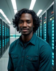 Young IT Technician in Modern Data Center