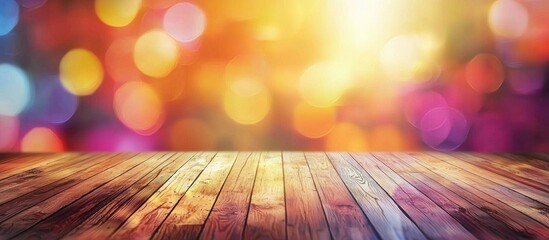 Poster - Beautiful Abstract Blur Background With Wooden Floor
