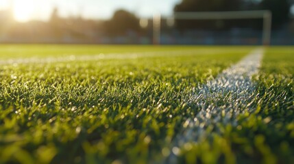 Green Grass Field with White Line
