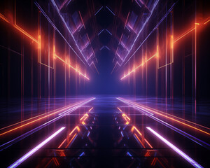 Wall Mural - Background image of glowing lines, high technology, futuristic image, perspective perspective